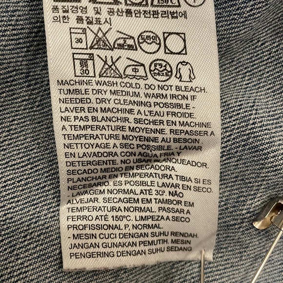 EUC Levi Strauss Denim Button~Down Short Waist Jacket Sz Lg Silver Buttons denim - Picture 9 of 9